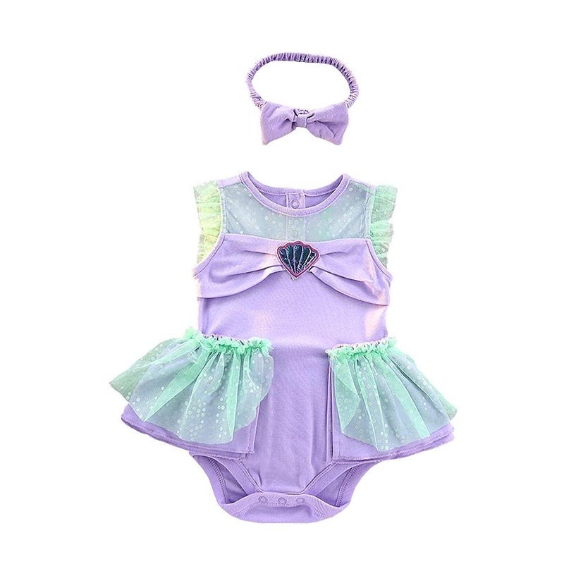 Lito Angels Baby Girls Princess Costume Mermaid Onesie Romper Bodysuit Halloween Dress Up Size 6-9 Months - Image 1